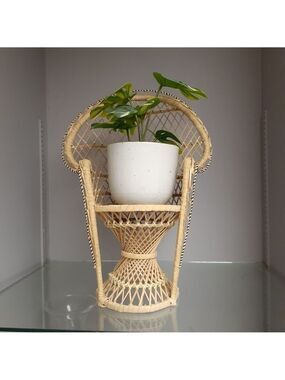 Vintage 80's  Wicker Doll/Plant Peacock Chair